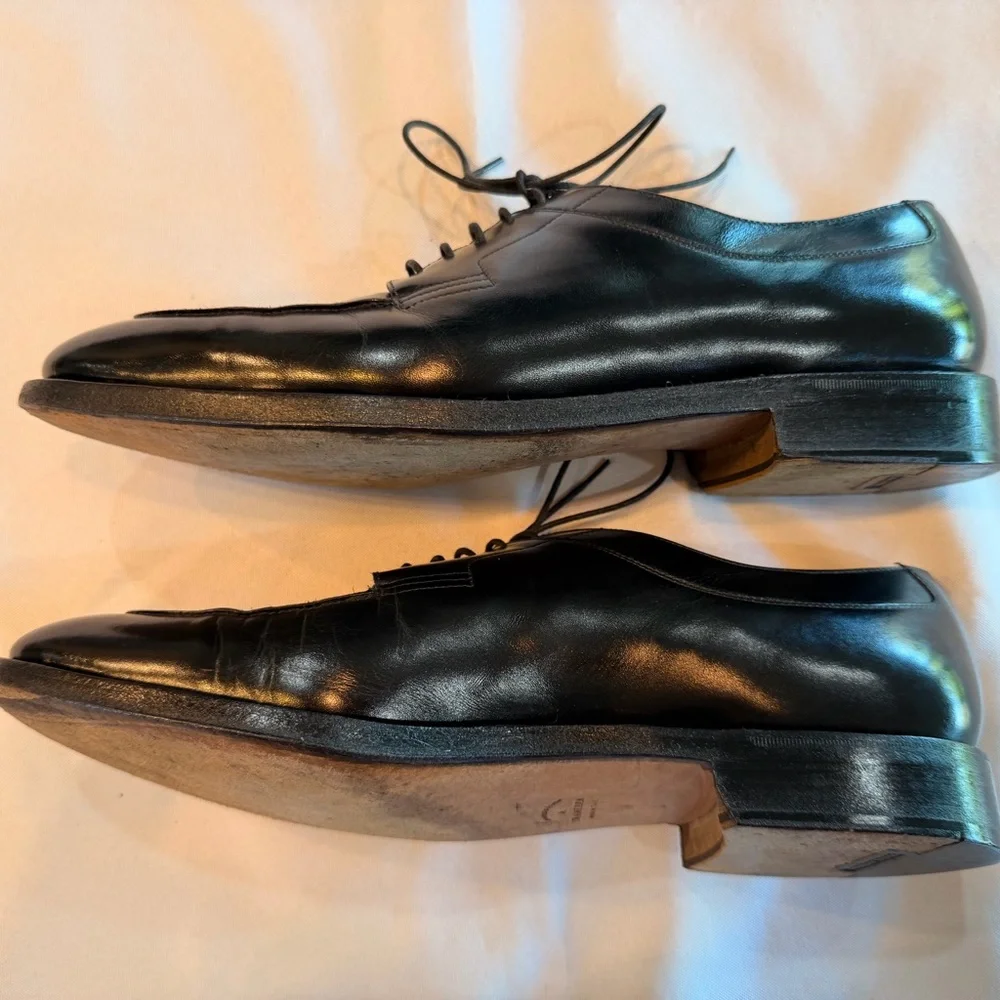 Salvatore Ferragamo Tramezza Black Leather Oxford Shoes Sz 10D